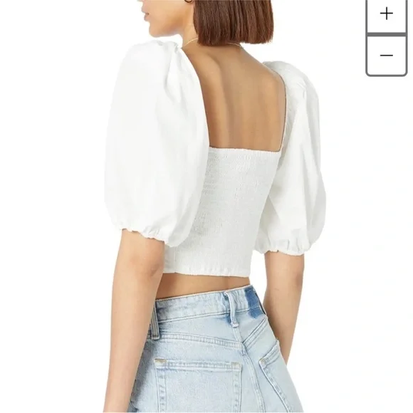 Abercrombie & Fitch White Puff Sleeve Top - Picture 2 of 7
